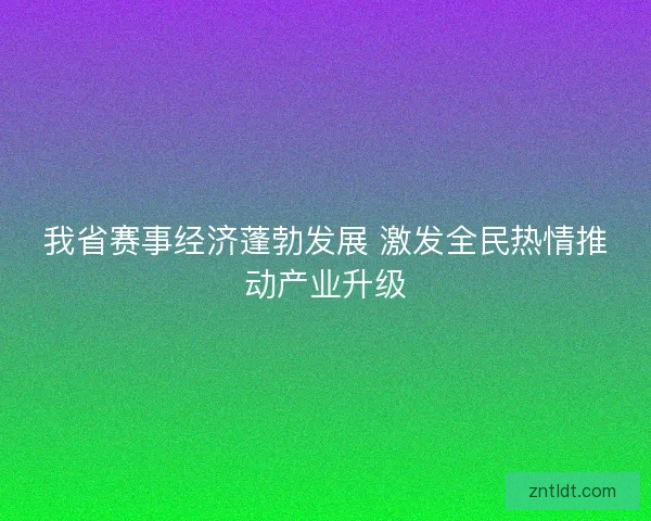 我省赛事经济蓬勃发展 激发全民热情推动产业升级